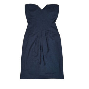 Vintage 80s Wool Gray Strapless Dress Women's Size Medium Party Cocktail